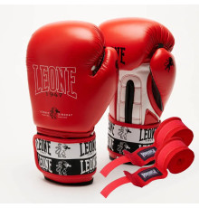 Рукавички боксерські з бинтами Leone GN208 ICONIC розмір 10 унцій, червоні