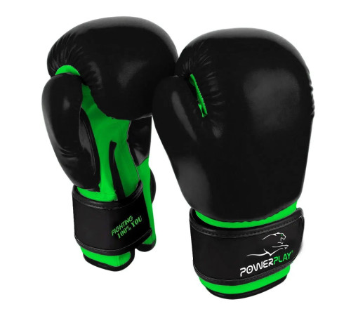 Рукавички боксерські PowerPlay 3004 JR Classic 6 унцій, чорно-зелені