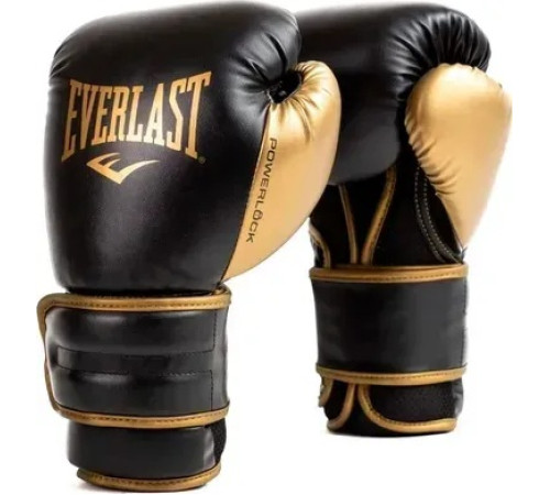 Боксерські рукавиці Everlast POWERLOCK 2R TRAINING GLOVE 10 унцій, чорно-золотисті