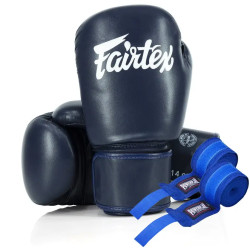 Рукавички боксерські з бинтами Fairtex Amateur BGV27 10 унцій, темно-сині