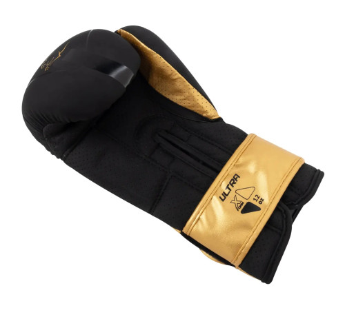 Рукавички боксерські PowerPlay 3024 Ultra Mat розмір 12 унцій, чорно-золотисті