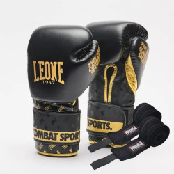 Рукавички боксерські з бинтами Leone GN220 DNA розмір 10 унцій, чорні