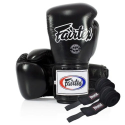 Рукавички боксерські з бинтами Fairtex Super Sparring BGV5 10 унцій, чорні