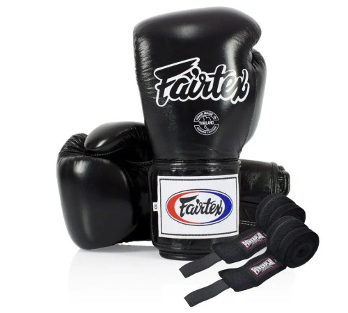 Рукавички боксерські з бинтами Fairtex Super Sparring BGV5 10 унцій, чорні