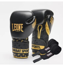 Рукавички боксерські з бинтами Leone GN220 DNA розмір 12 унці, чорні