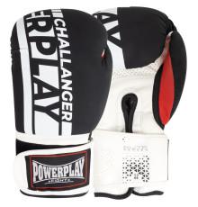 Рукавички боксерські PowerPlay 3086 Matt Challenger розмір 10 унцій, чорно-білі