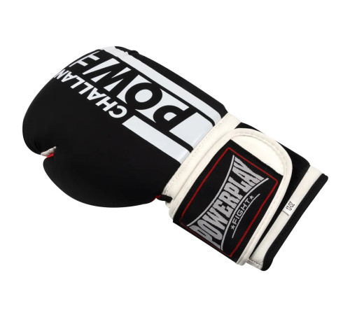 Рукавички боксерські PowerPlay 3086 Matt Challenger розмір 10 унцій, чорно-білі