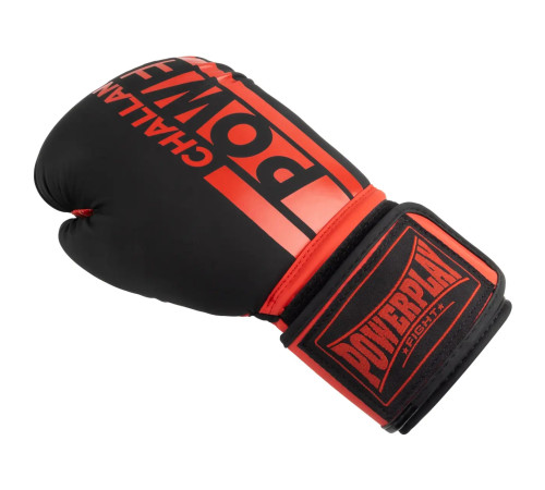 Рукавички боксерські PowerPlay 3086 Matt Challenger розмір 12 унцій, чорно-червоні