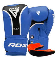 Рукавички боксерські з капою RDX AURA PLUS T-17 розмір 16 унцій, чорно-сині