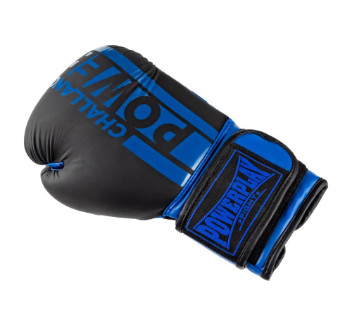 Рукавички боксерські PowerPlay 3086 Matt Challenger розмір 12 унцій, чорно-сині