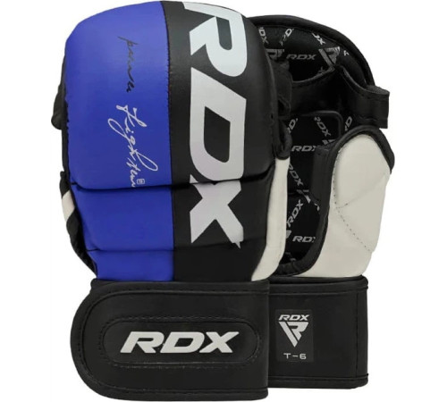 Тренувальні рукавиці ММА RDX GRAPPLING GLOVES REX T6 PLUS розмір XL, чорно-сині