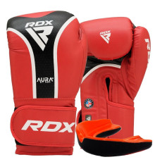 Рукавички боксерські з капою RDX AURA PLUS T-17 розмір 16 унцій, чорно-червоні