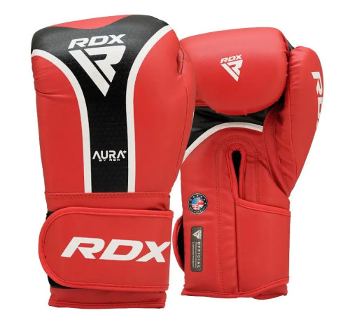 Рукавички боксерські з капою RDX AURA PLUS T-17 розмір 16 унцій, чорно-червоні