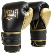 Боксерські рукавиці EVERLAST POWERLOCK 2R TRAINING GLOVE 14 унцій, чорно-золотисті
