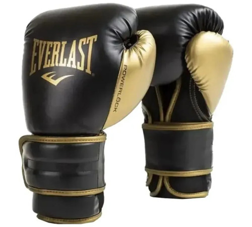 Боксерські рукавиці EVERLAST POWERLOCK 2R TRAINING GLOVE 14 унцій, чорно-золотисті