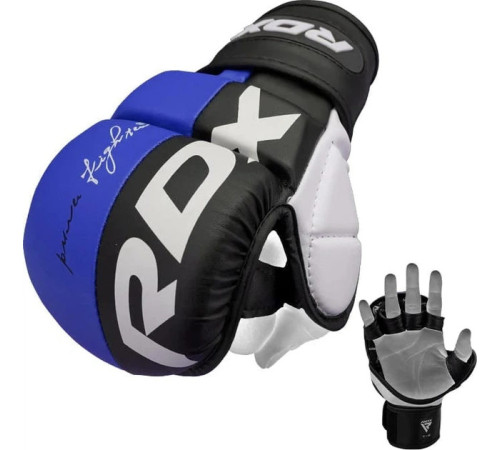 Тренувальні рукавиці для ММА RDX GRAPPLING GLOVES REX T6 PLUS розмір S, чорно-сині