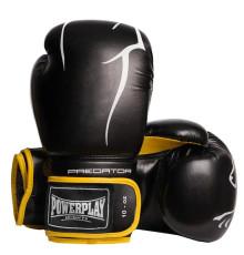 Рукавички боксерські  PowerPlay 3018 Jaguar 14 унцій, чорно-жовті