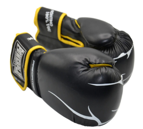 Рукавички боксерські PowerPlay 3018 Jaguar 14 унцій, чорно-жовті
