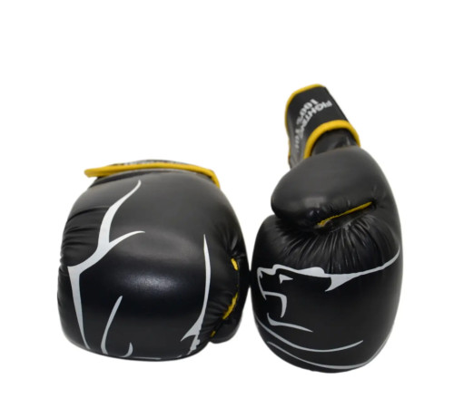 Рукавички боксерські PowerPlay 3018 Jaguar 14 унцій, чорно-жовті