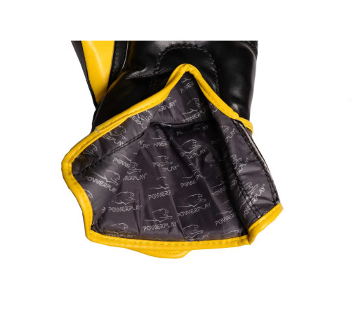 Рукавички боксерські PowerPlay 3018 Jaguar 14 унцій, чорно-жовті