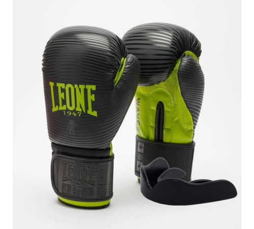 Рукавички боксерські з капою Leone GN313 WAVES розмір 10 унцій, чорно-зелені