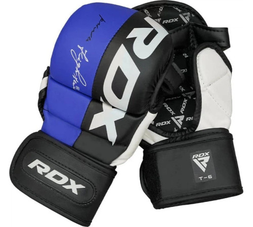 Тренувальні рукавиці для ММА RDX GRAPPLING GLOVES REX T6 PLUS розмір L, чорно-синій