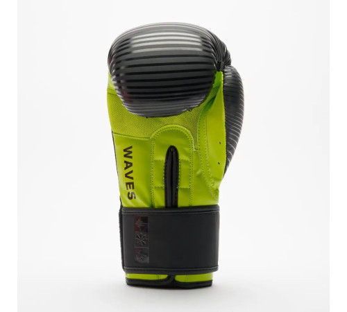 Рукавички боксерські з капою Leone GN313 WAVES розмір 16 унцій, чорно-зелені
