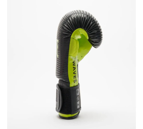 Рукавички боксерські з капою Leone GN313 WAVES розмір 16 унцій, чорно-зелені