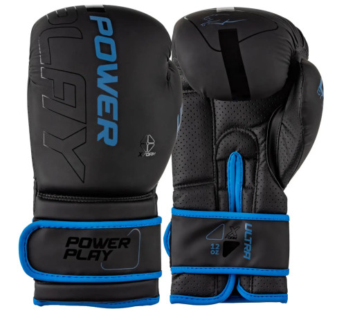 Рукавички боксерські PowerPlay 3024 Ultra Mat розмір 12 унцій, чорно-сині