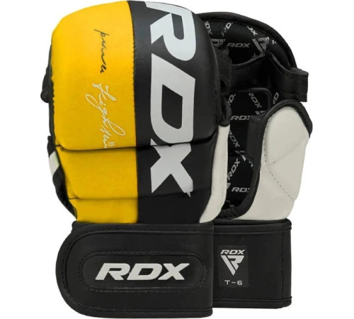 Тренувальні рукавиці для ММА RDX GRAPPLING GLOVES REX T6 PLUS розмір XL, чорно-жовтий