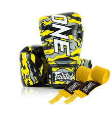 Рукавички боксерські шкіряні з бинтами Fairtex BGV-ONE X STBG 10 унцій, жовті