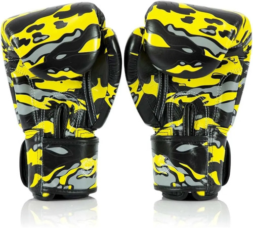 Рукавички боксерські шкіряні з бинтами Fairtex BGV-ONE X STBG 10 унцій, жовті
