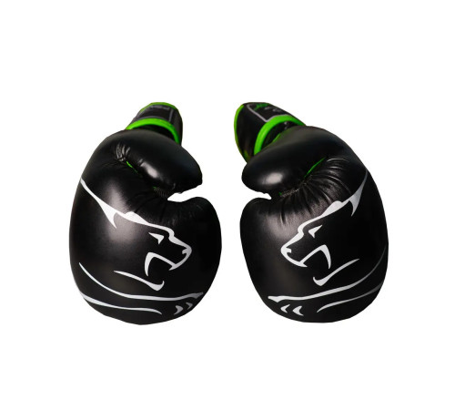 Рукавички боксерські PowerPlay 3018 Jaguar 16 унцій, чорно-зелені