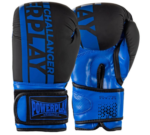 Рукавички боксерські PowerPlay 3086 Matt Challenger розмір 16 унцій, чорно-сині
