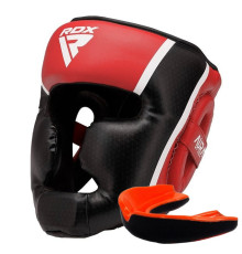 Шолом боксерський з капою RDX AURA PLUS T-17 розмір S, чорно-червоний