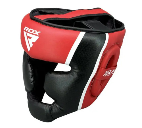 Шолом боксерський з капою RDX AURA PLUS T-17 розмір S, чорно-червоний