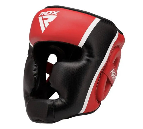 Шолом боксерський з капою RDX AURA PLUS T-17 розмір XL, чорно-червоний