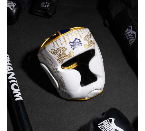 Шолом боксерський закритий з капою Phantom Muay Thai розмір універсальний, білий