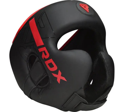 Шолом боксерський з капою RDX F6 KARA Matte розмір M, чорно-червоний