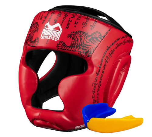 Шолом боксерський закритий з капою Phantom Muay Thai розмір універсальний, червоний
