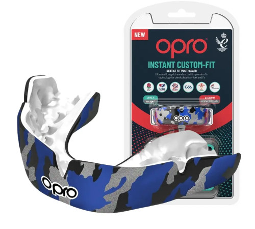 Капа боксерська доросла OPRO Instant CAMO від 11 років чорно-синя