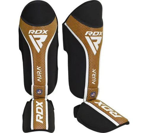 Захист гомілки та стопи RDX SHIN INSTEP AURA PLUS T-17 XL, чорно-золотистий