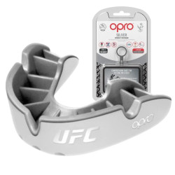 Капа боксерська дитяча OPRO Silver UFC до 10 років біло-срібляста
