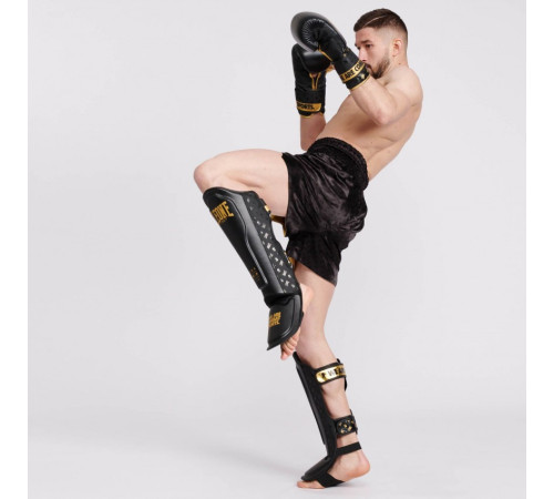 Захист гомілки Leone DNA Rex Leather M, чорно-золотистий
