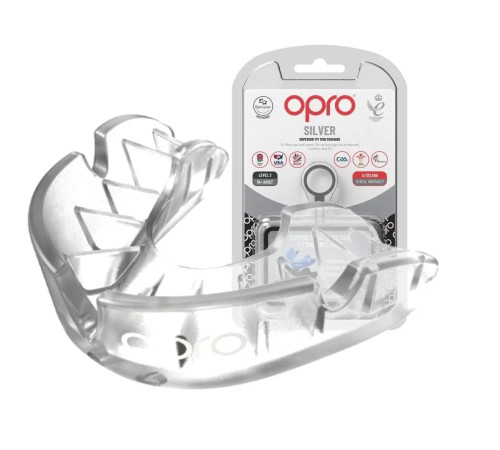 Капа боксерська дитяча OPRO Silver до 11 років прозора