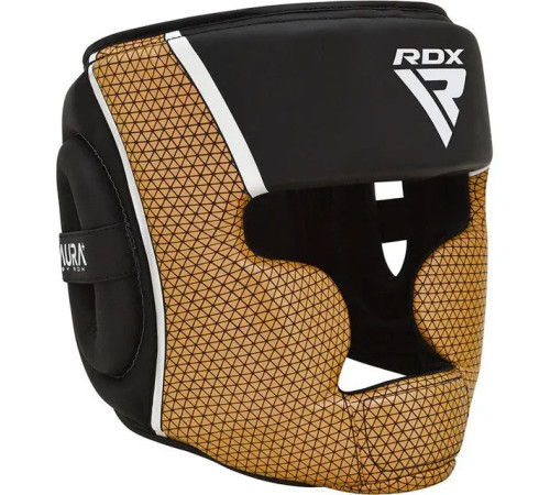 Шолом боксерський з капою RDX AURA PLUS T-17 розмір L, чорно-золотистий