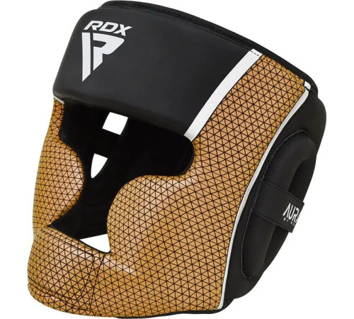 Шолом боксерський з капою RDX AURA PLUS T-17 розмір XL, чорно-золотистий