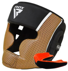 Шолом боксерський з капою RDX AURA PLUS T-17 розмір XL, чорно-золотий