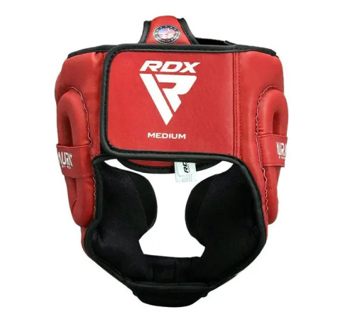 Шолом боксерський з капою RDX AURA PLUS T-17 розмір M, чорно-червоний
