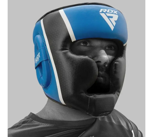 Шолом боксерський з капою RDX AURA PLUS T-17 розмір S, чорно-синій